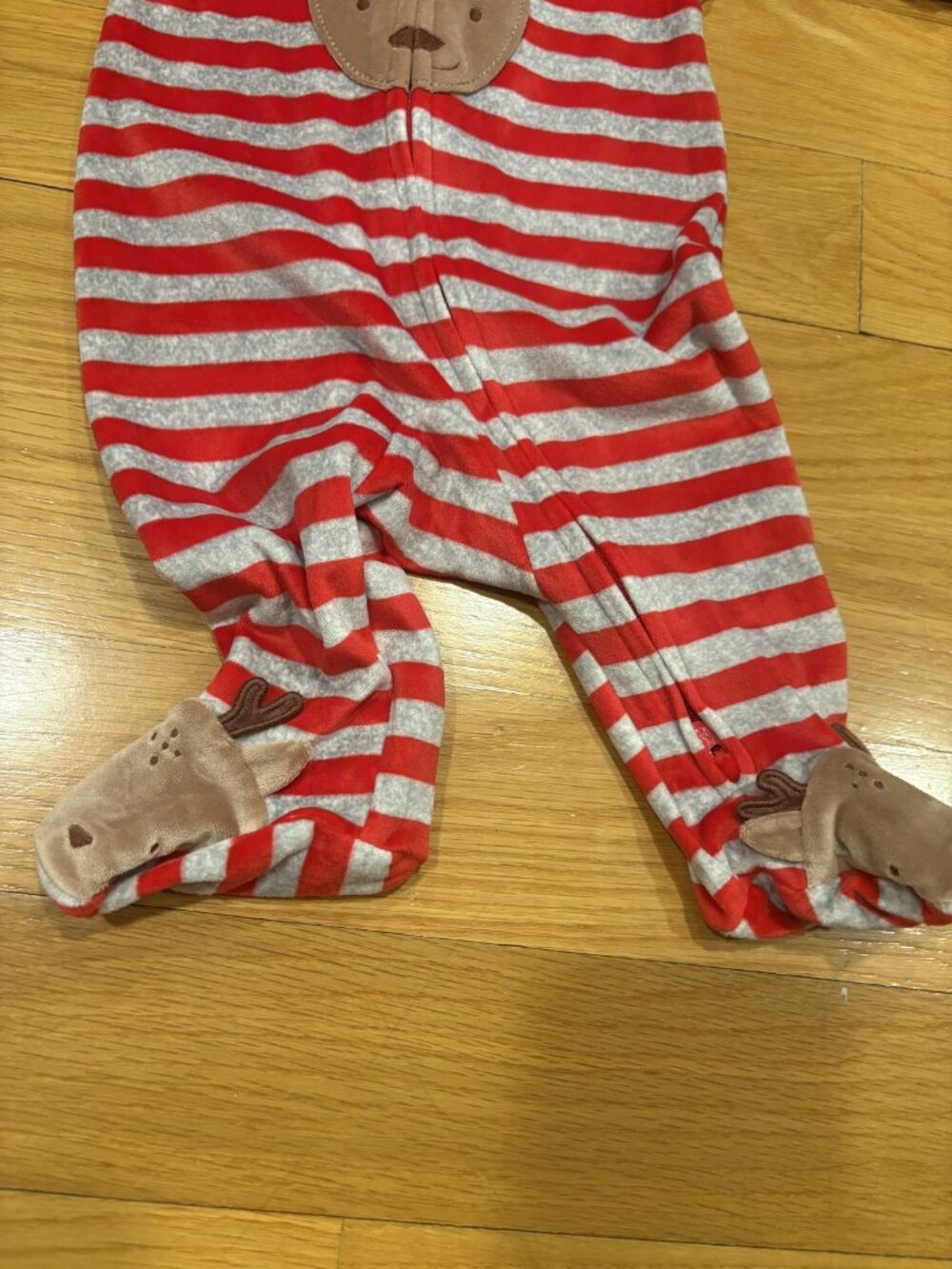Carter’s Size 3 months Striped Reindeer Footed Sleeper Pajamas - Picture 3 of 4